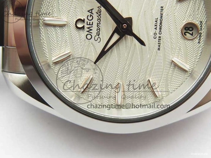 0730 Aqua Terra 150M 34mm Ladies SS VSF 1:1 Best Edition White Wave Dial RG Markers on SS Bracelet A WrinkleFree 7928